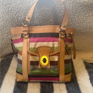 Coach Legacy Stripe Turnlock Tote / Carryall